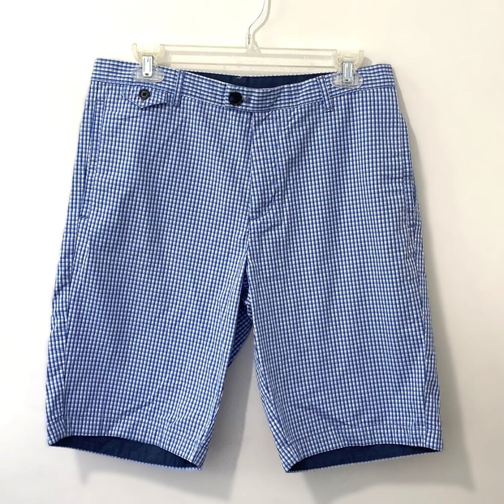 Calvin Klein Cotton Blue White Checked Bermuda Shorts Women’s Size 30